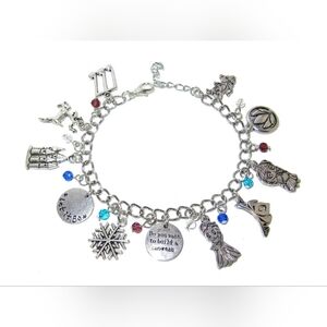 FROZEN FANDOM CHARM BRACELET ELSA ANNA SNOWFLAKE OLAF CASTLE SNOWFLAKE SNOWMAN